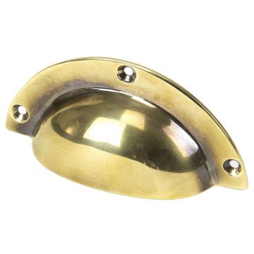 Period Plain Drawer Pull 93 mm Aged Brass Unlacquered