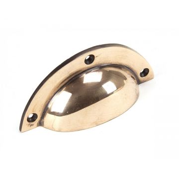 Period Plain Drawer Pull 93 mm Aged Polished Bronze Unlacquered