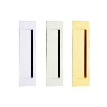 Flush Pull Plain Design 127 x 51 mm Polished Brass Lacquered