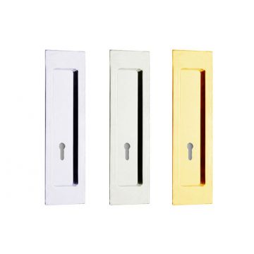 Flush Pull Plain Design with Keyhole 190 x 51 mm Polished Brass Lacquered