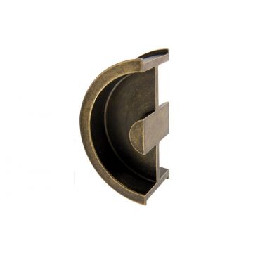 Semi Circular Flush Handle to suit 45 mm Door  Antique Brass Unlacquered