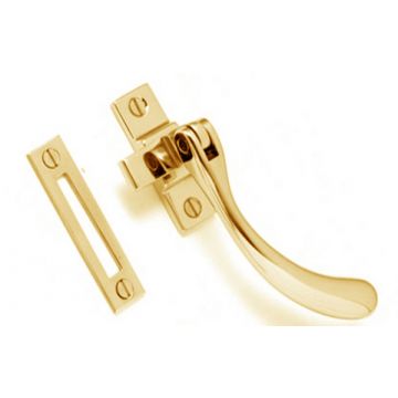 Pear Design Mortice Plate Casement Window Fastener  Polished Brass Unlacquered
