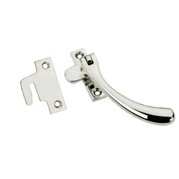 Bulb Window Fastener 16 mm Tongue with Rim Strike Plate Polished Nickel Plate
