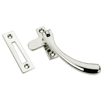 Bulb Window Fastener 24 mm Tongue with Mortice Plate Weatherseal Variant Polished Brass Lacquered
