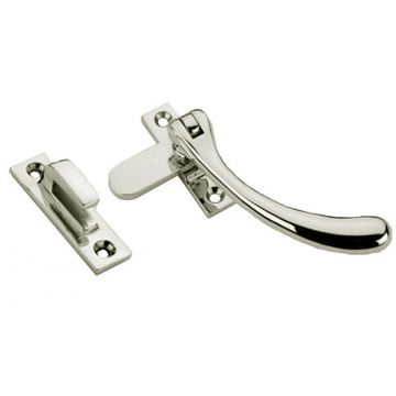 Bulb Window Fastener 32 mm Tongue with Hook Plate Polished Brass Lacquered