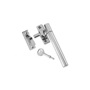 Right Hand Round Bar Locking Hook Plate Window Fastener Polished Chrome Plate