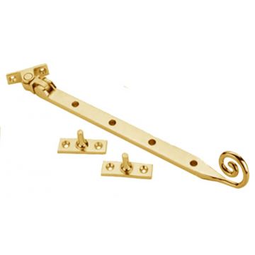 Monkey Tail Casement Window Stay 210 mm  Polished Brass Unlacquered