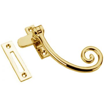 Monkey Tail Mortice Plate Casement Fastener Polished Brass Lacquered