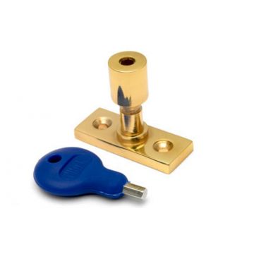 Locking Stay Pin with Key Polished Brass Lacquered