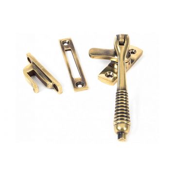 Reeded Mortice/Hook Plate Fastener Lockable with Key Aged Brass Unlacquered