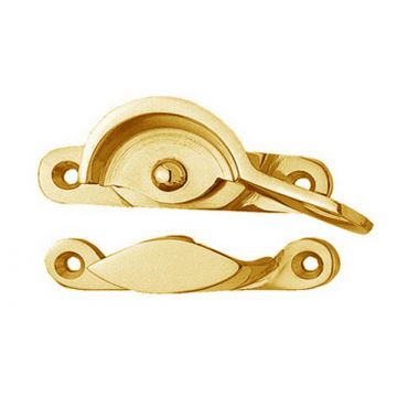 Fitch Sash Window Fastener Narrow Style Polished Brass Lacquered