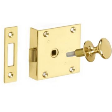 Shutter Latch with Knob Polished Brass Lacquered