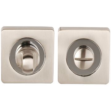 Square Privacy Turn & Release  Polished Chrome & Satin Nickel