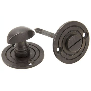 Bronze Bathroom Privacy Thumbturn and Coin Release 50 mm Aged Bronze Unlacquered