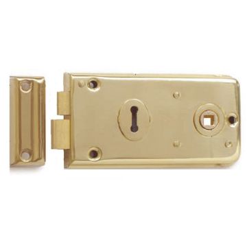 Rim Lock 143 mm Polished Brass Lacquered