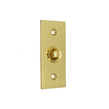Plain Rectangular Bell Push 75 x 28 mm (Polished Brass Lacquered)