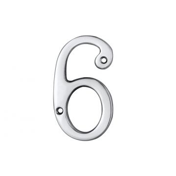 Screw Fix Door Numeral 76 mm Polished Chrome Plate