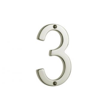 Screw Fix Door Number 84mm Polished Chrome Plate