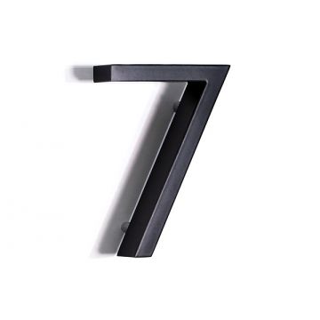 House Number 7 Aluminium 100 mm Pin Fix with Spacer Lugs Silver Enamel