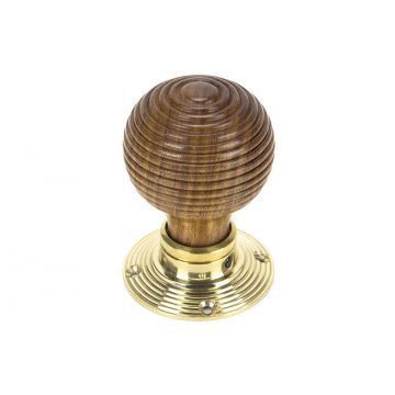 Rosewood Beehive Door Knobs with Brass Unlacquered Roses Standard finish