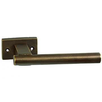 Core Lever Door Handle on Sprung Rose Aged Gold Finish Lacquered