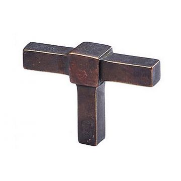 Cross Cabinet T Pull Handle 50 mm Aged Bronze Finish Lacquered