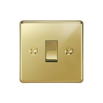 1 Gang 20 Amp 2 Way Metal Rocker Grid Switch Polished Brass Lacquered