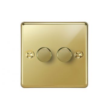 2 Gang 400W 2 Way Dimmer Switch Polished Brass Lacquered