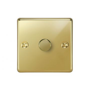 1 Gang 200w Trailing Edge LED Dimmer Switch  Polished Brass Lacquered