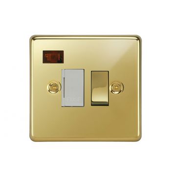 13 Amp Switch Fuse Connection Neon Outlet Polished Brass Lacquered