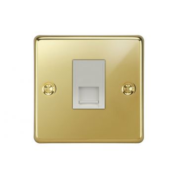 1 Gang Master Telephone Outlet Polished Brass Lacquered
