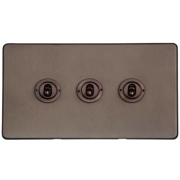Heritage Studio 3 Gang Dolly Switch Matt Bronze Lacquered