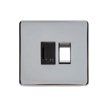 Heritage Studio Switched Fused Spur Black Trim  Polished Chrome Plate