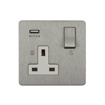 Horizon Classic 1 Gang Switched Socket with USB Charging