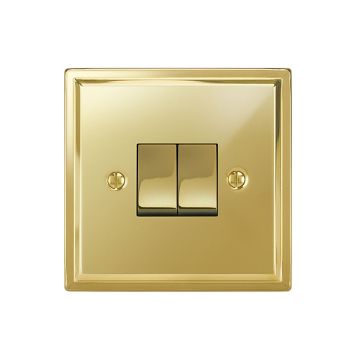 2 Gang Rocker Switch Polished Brass Lacquered