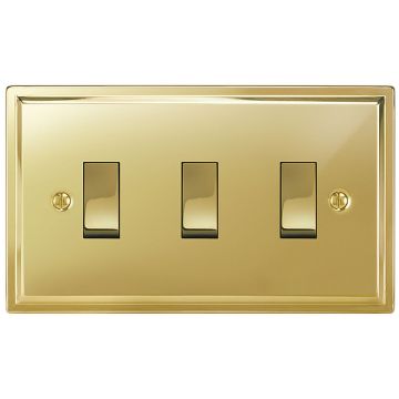 3 Gang Rocker Switch Polished Brass Lacquered