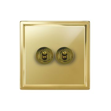 2 Gang Dolly Switch Polished Brass Lacquered