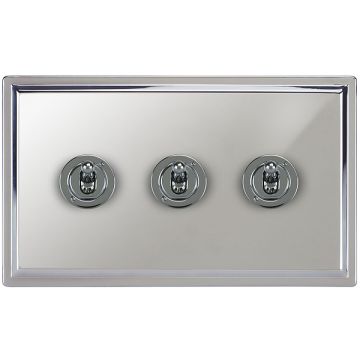 3 Gang Dolly Switch Polished Chrome Plate