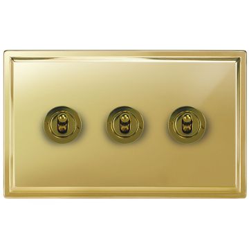 3 Gang Dolly Switch Polished Brass Lacquered