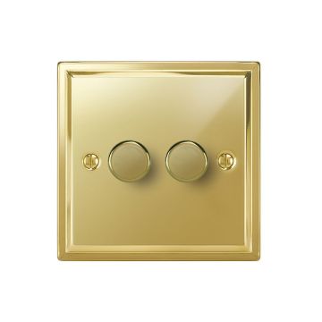 2 Gang Dimmer Switch Polished Brass Lacquered