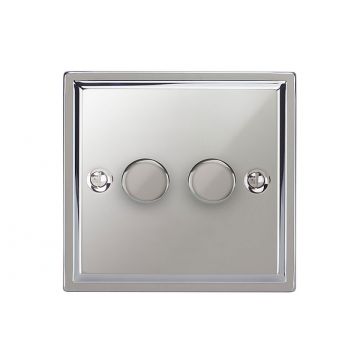 2 Gang 200w Trailing Edge LED Dimmer Switch  Polished Chrome Plate