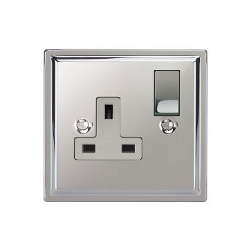 1 Gang Switched Socket Stepped Plate Polished Chrome Plate