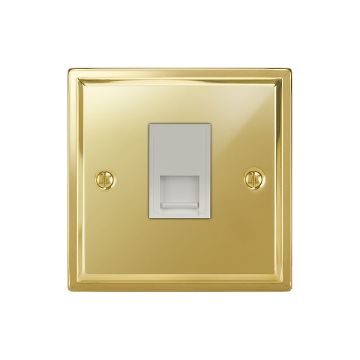 1 Gang Master Telephone Socket  Polished Brass Lacquered
