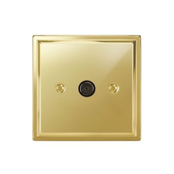 1 Gang Co-Axial TV Outlet Polished Brass Lacquered