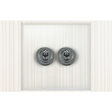 2 Gang Dolly Switch Clear Perspex Satin Chrome Plate