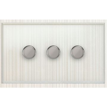 3 Gang Dimmer Switch 250w Clear Perspex Satin Chrome Plate
