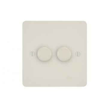 2 Gang 200w Trailing Edge LED Dimmer Switch  White