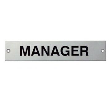 'Manager' Sign Satin Stainless Steel