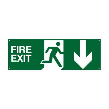 Fire Exit Down 450 x 150 mm  Self Adhesive Vinyl