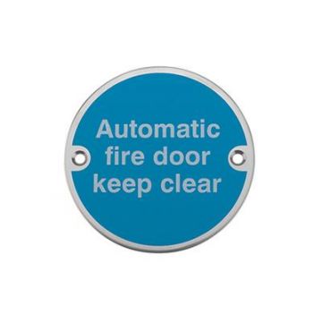 Automatic Fire Door Keep Clear Polished Stainless Steel